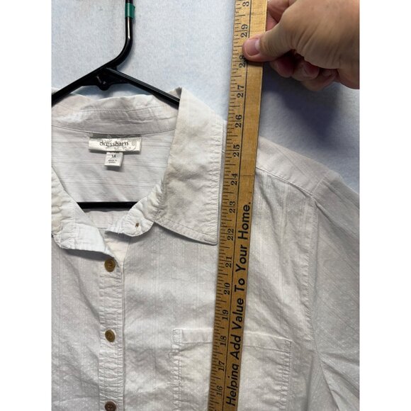 Dressbarn White Long-Sleeve Button-Down Shirt W/ Roll Tab Sleeves Womens 1X - Picture 6 of 10